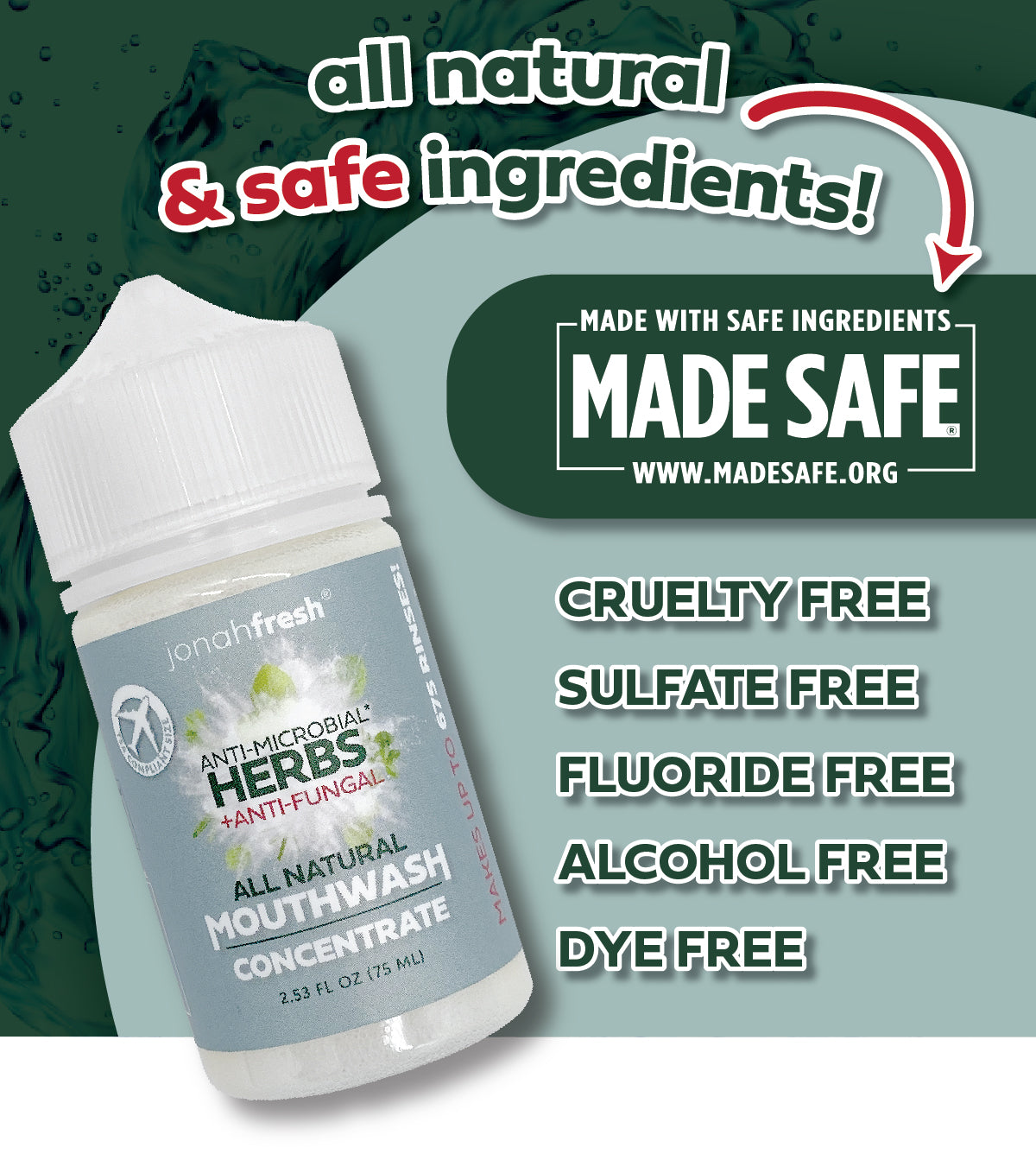 jonahfresh All Natural Mouthwash Concentrate (Antimicrobial Herbs +Antifungal)
